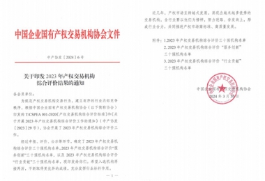 喜報(bào)！貴州陽光產(chǎn)權(quán)交易所獲評全國產(chǎn)權(quán)交易機(jī)構(gòu)綜合評價(jià)三十強(qiáng)機(jī)構(gòu)